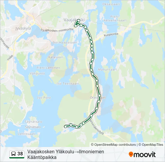 38 bussi -linjakartta