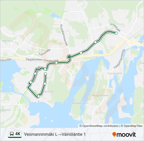 4K bussi -linjakartta
