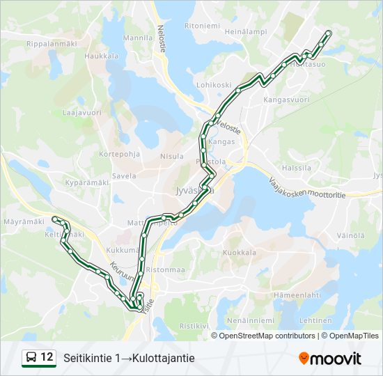 12 bussi -linjakartta
