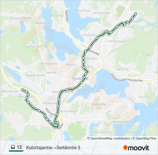 12 bussi -linjakartta