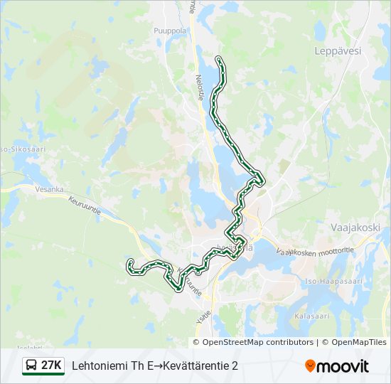 27K bussi -linjakartta