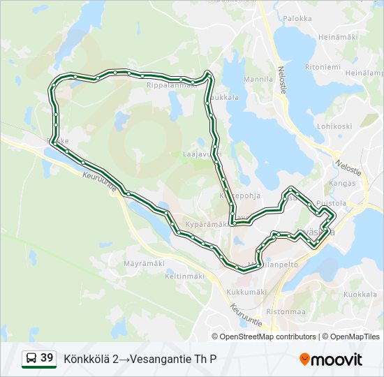 39 bussi -linjakartta