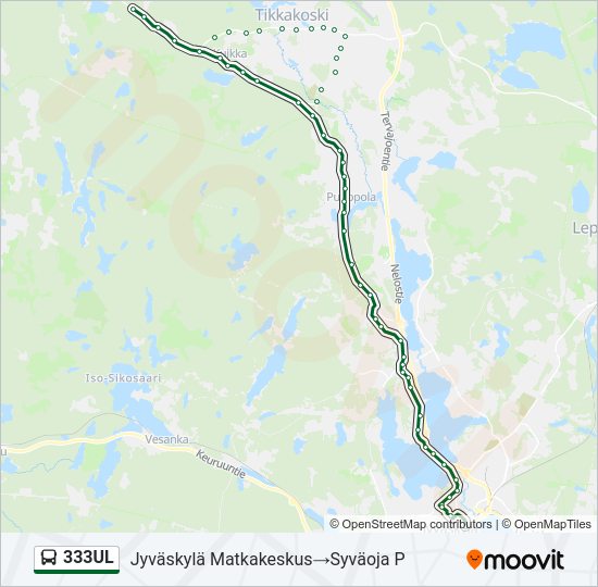 333UL bussi -linjakartta