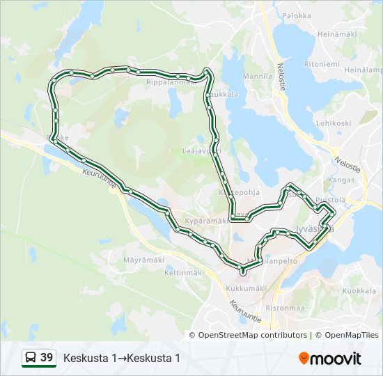 39 bussi -linjakartta