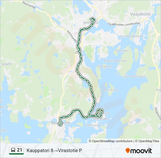 21 bussi -linjakartta