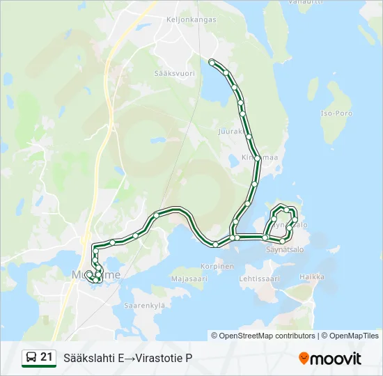 21 Bus Line Map