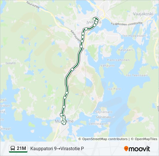 21M bussi -linjakartta