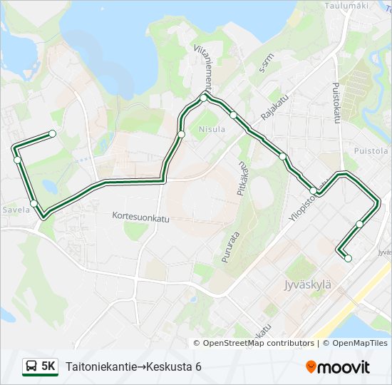 Map A 5k Route 5K Route: Schedules, Stops & Maps - Taitoniekantie‎→Keskusta 6 (Updated)