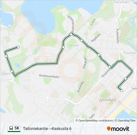 5K bussi -linjakartta