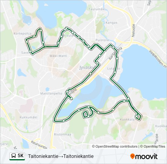 5K bussi -linjakartta