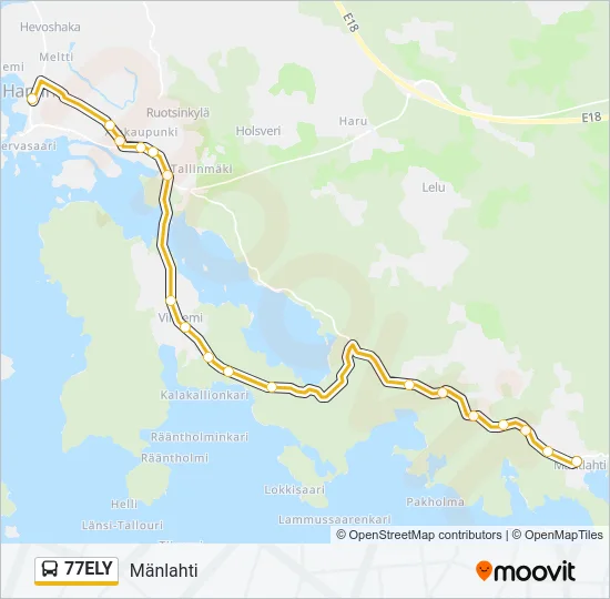 77ELY Bus Line Map