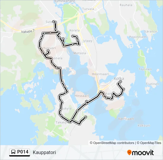 P014 bussi -linjakartta