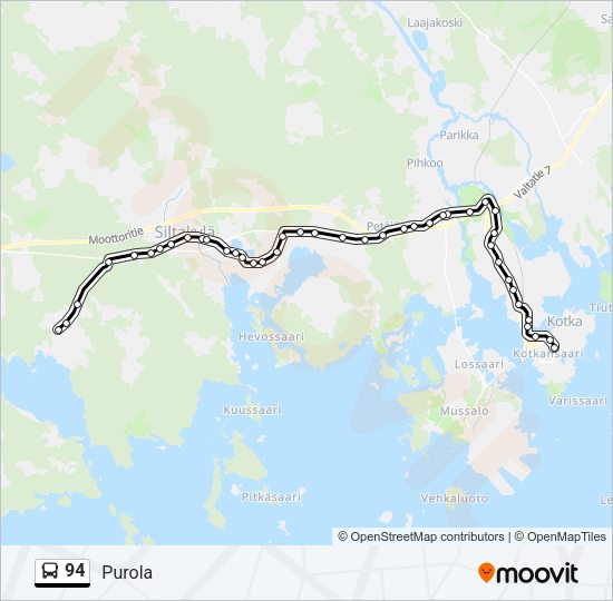 94 bussi -linjakartta