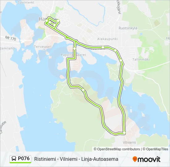 P076 bussi -linjakartta
