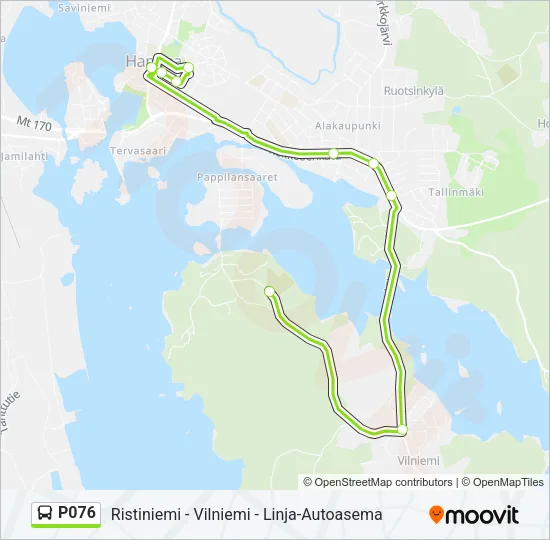 P076 bussi -linjakartta