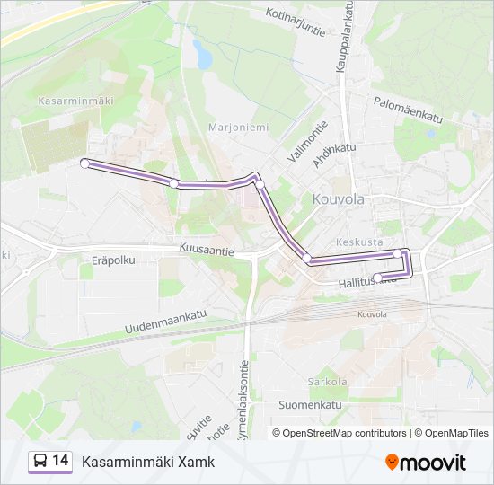 14 bus Line Map