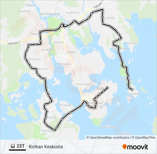 25T Bus Line Map