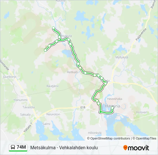 74M Bus Line Map