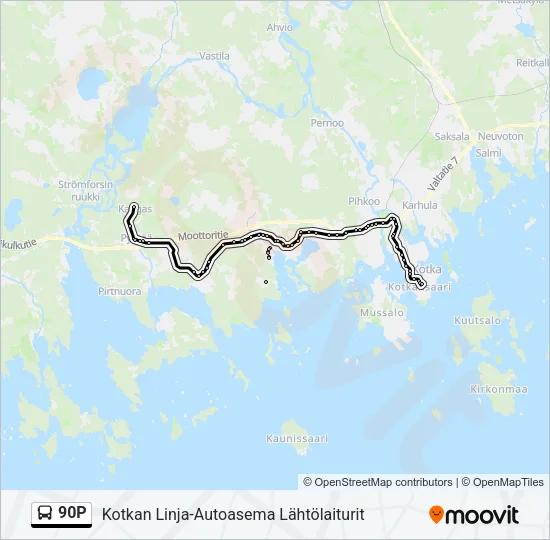 90P Bus Line Map