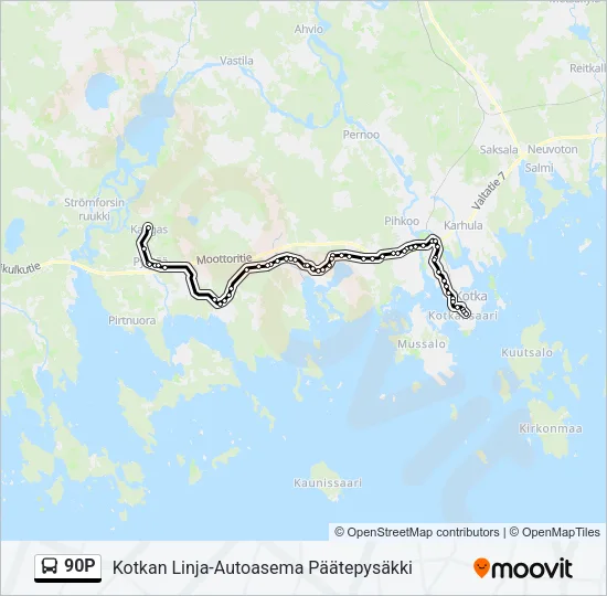 90P Bus Line Map