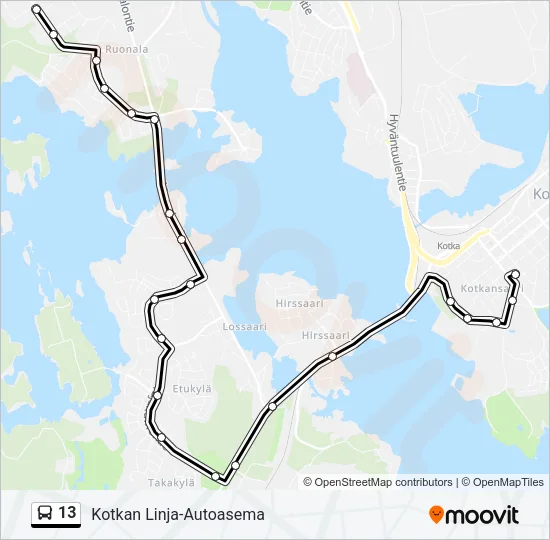 13 Bus Line Map