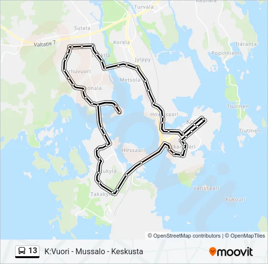 13 Bus Line Map