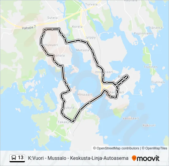 13 Bus Line Map