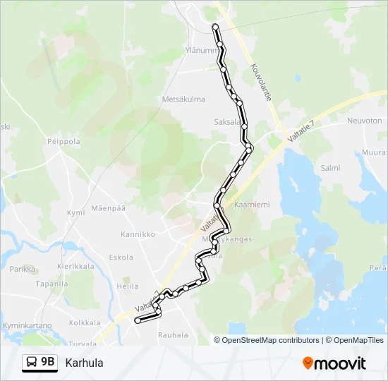 9B Bus Line Map