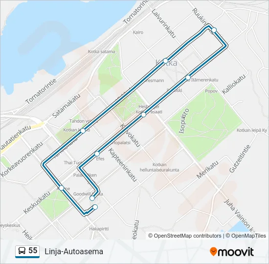 55 Bus Line Map