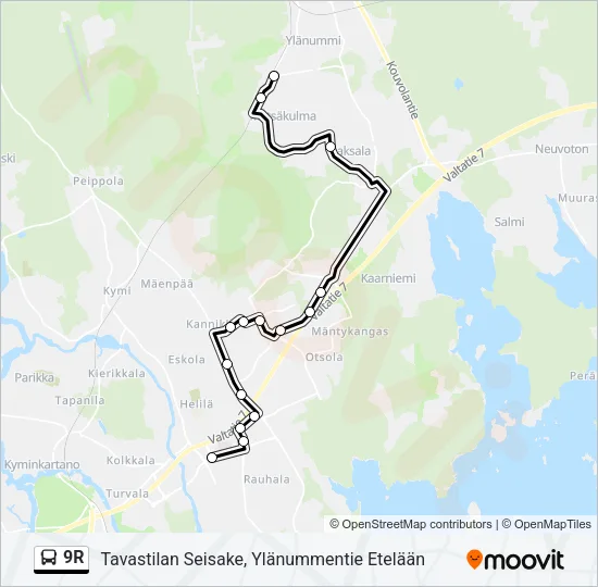 9R Bus Line Map
