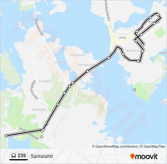 23S bussi -linjakartta