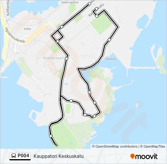 P004 bussi -linjakartta