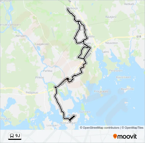 9J Bus Line Map