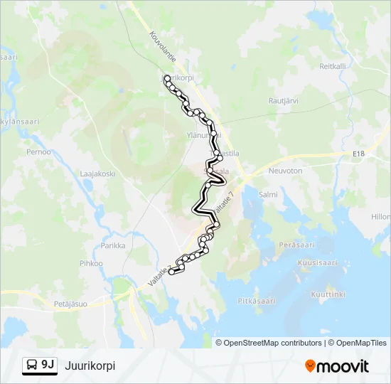 9J Bus Line Map