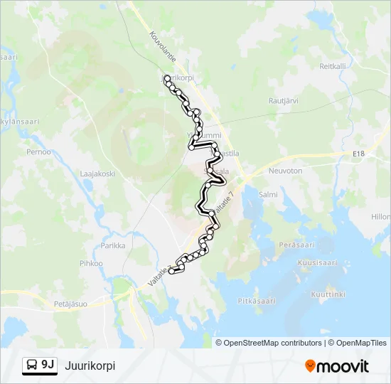 9J Bus Line Map