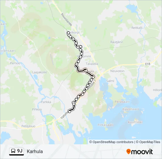 9J Bus Line Map