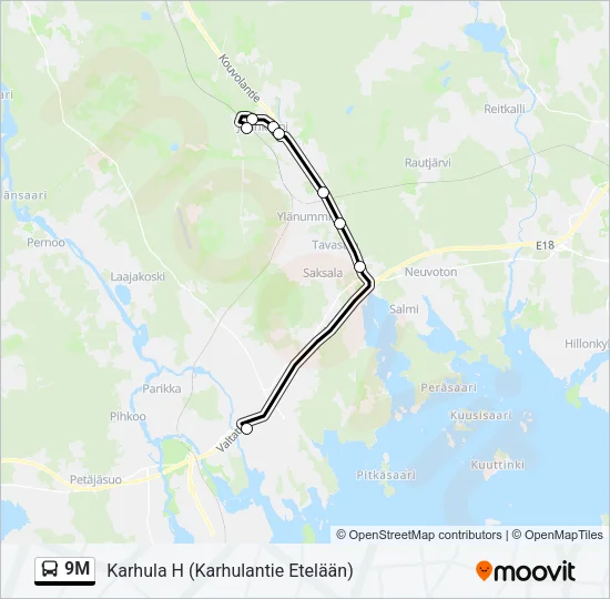 9M Bus Line Map