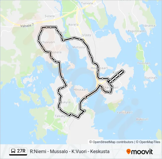 27R Bus Line Map