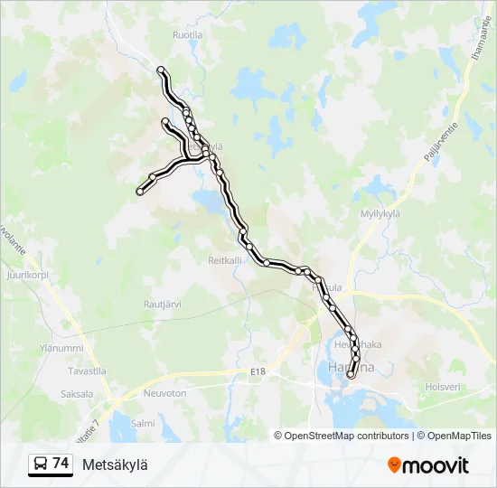 74 Bus Line Map
