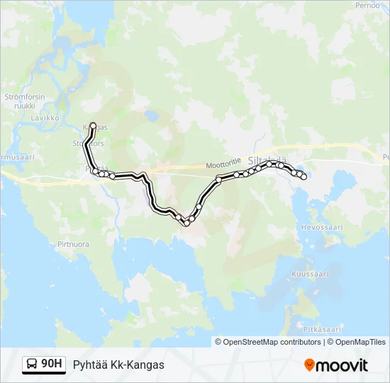 90H Bus Line Map
