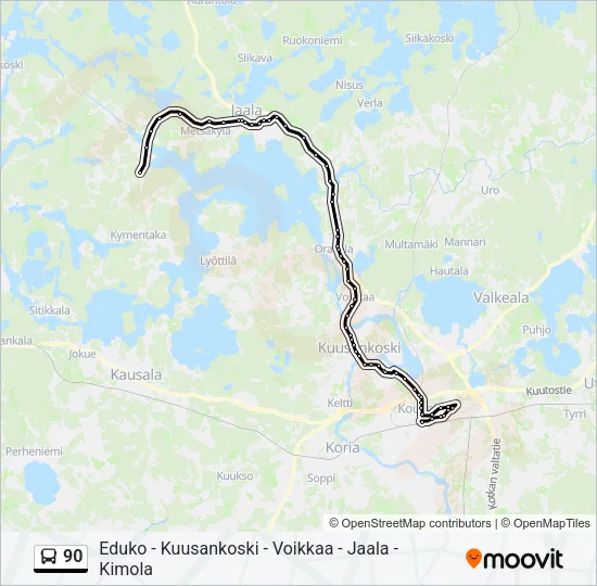 90 Bus Line Map