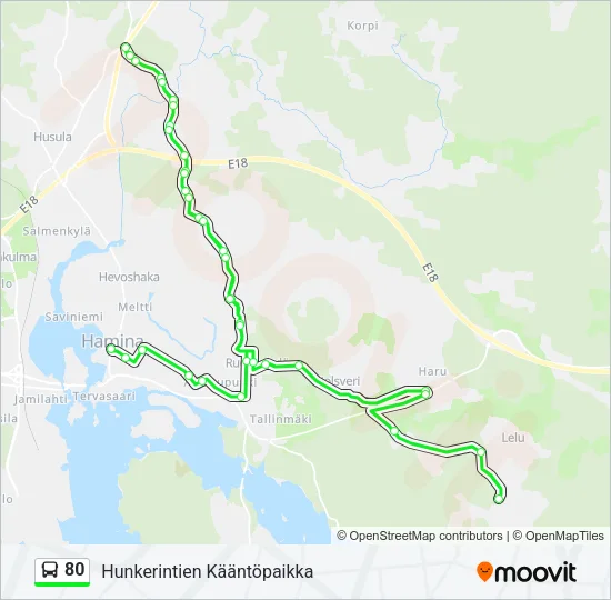 80 Bus Line Map