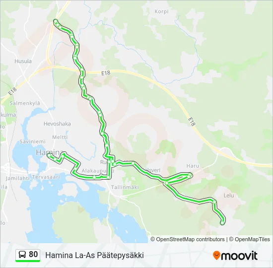 80 Bus Line Map