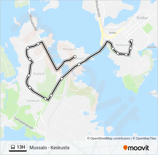 13H Bus Line Map