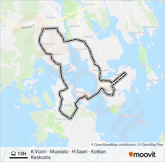 13H Bus Line Map