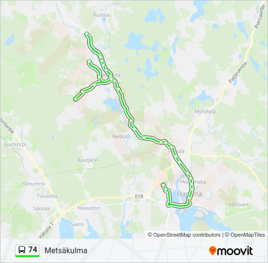 74 Bus Line Map