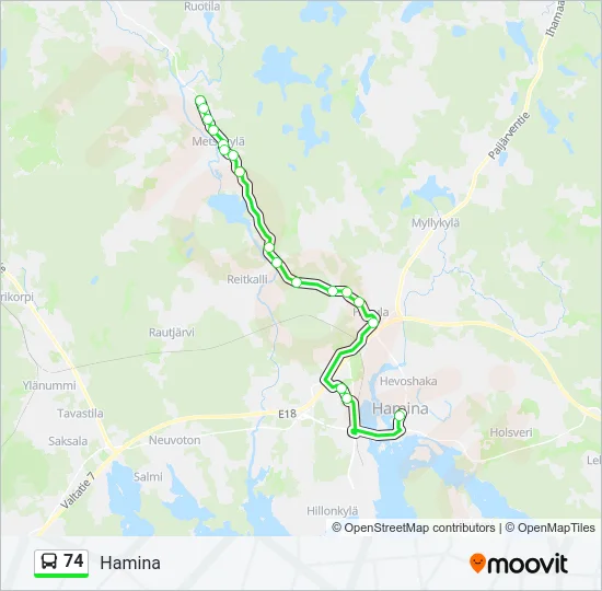 74 Bus Line Map