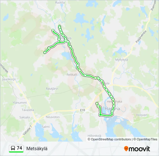 74 Bus Line Map