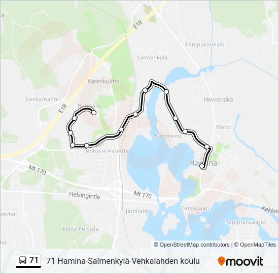 71 Bus Line Map