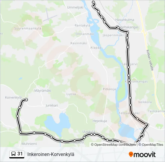 31 Bus Line Map